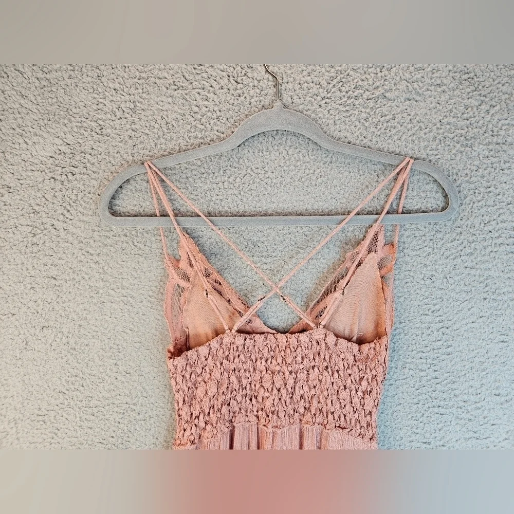 Free People Intimately Womens Adella V-Neck Slip Dress Sz XS Rose Lace & Ruffles